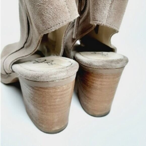 BOS. & CO. Celeste Peep-Toe Ankle Boots Heels Chunky Heel Genuine Suede Sz 9 - Picture 8 of 11